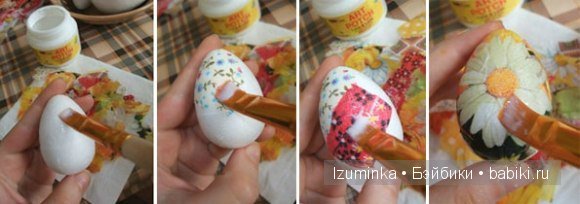 Декупаж пасхальных яиц.