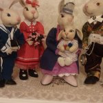 Заячья семья в полном составе. Игрушки валянием из шерсти