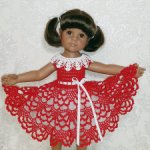Ажурное платье со съёмным воротничком для кукол Gotz 42-50 см