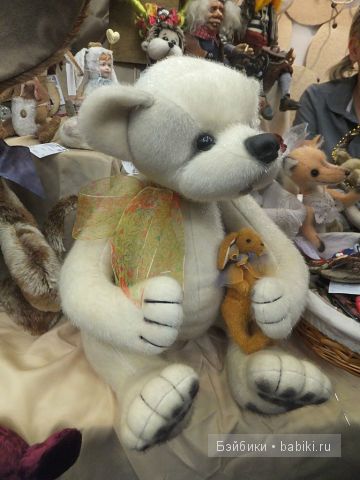 Мишка белый фетровый