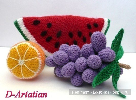 арбуз, лимон, виноград