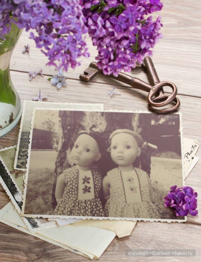 Рамка, сирень, ключи, фото-ретро