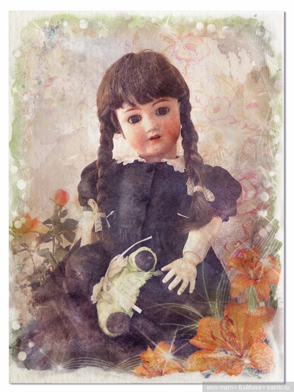 Акварель, чёрное платье, косички, без шляпки