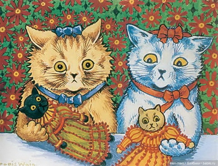 котята с куклами котята с куклами