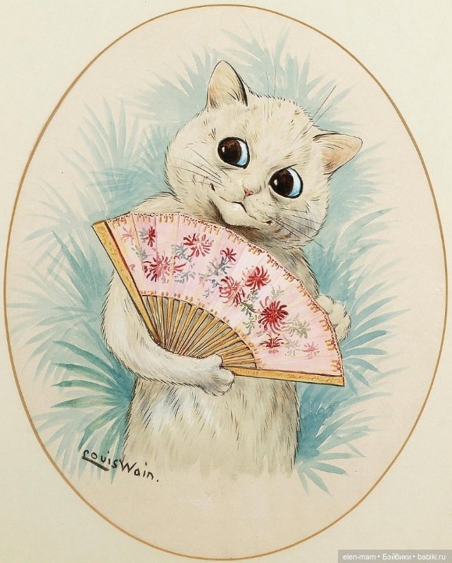 кошечка с веером кошечка с веером