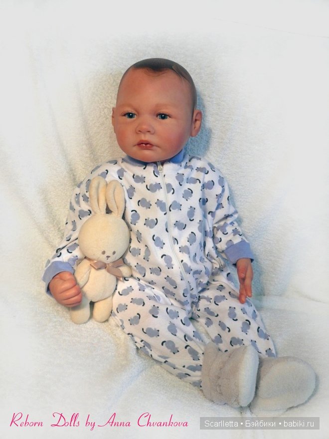 Вот мой мальчик реборн Оливер с росписными волосиками (фото 6)