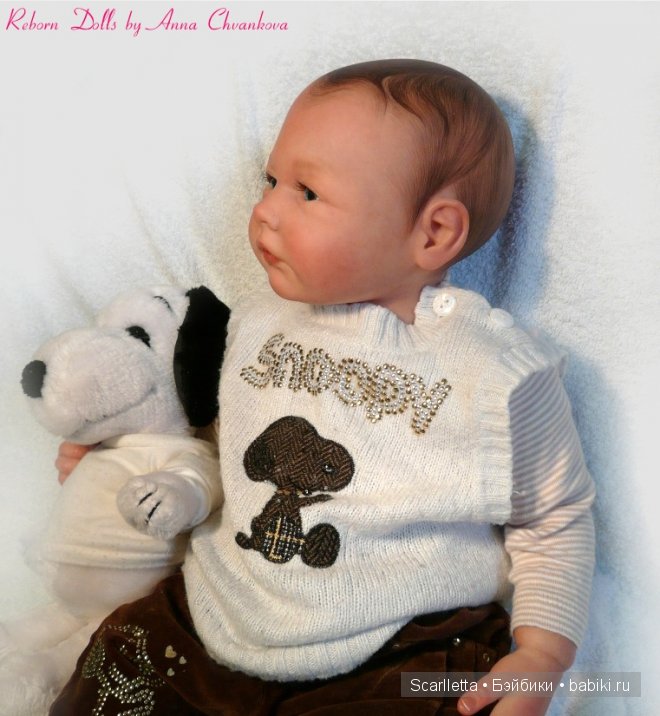 Вот мой мальчик реборн Оливер с росписными волосиками (фото 3)