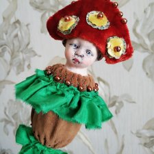 Моя  интерпретация на тему антикварных  кукол или "кукла на палочке"