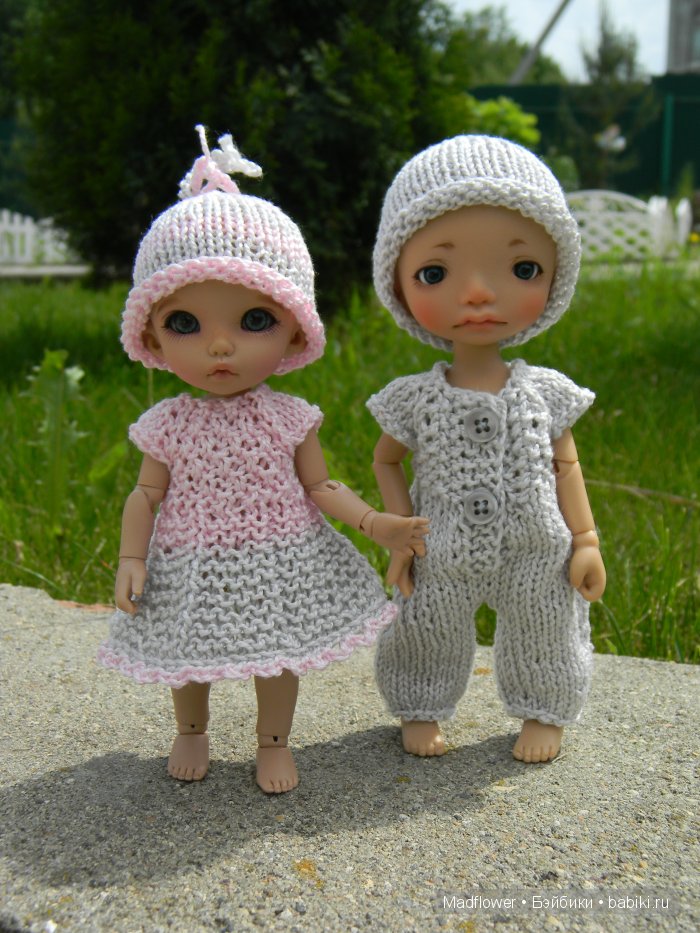 Hand knitted set for Irrealldoll, Pukifee, Lati Yellow etc (15 cm size)