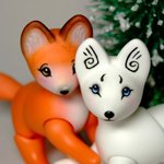 Новогодние лисы. Шарнирные куклы