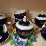 Сервизы для кукол, Довбыш 1950гг, кобальт с позолотой