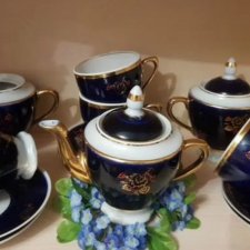 Сервизы для кукол, Довбыш 1950гг, кобальт с позолотой