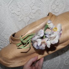 Антикварная соломенная шляпка с цветами, 1930-40е г