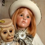 Моя муза... Дина и её обезьянка... фарфоровая кукла от Хильдегард Гюнцель, HILDEGARD GUNZEL WOP DOLL DINA