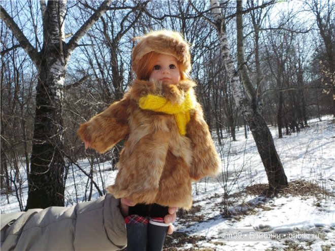 Зимняя прогулка у пруда с Ханной куклой Готц или новая шубка