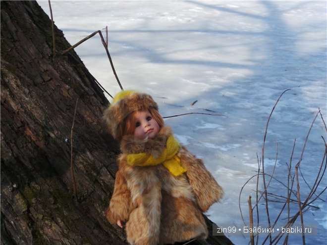 Зимняя прогулка у пруда с Ханной куклой Готц или новая шубка