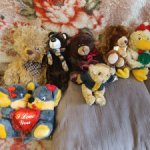 Мягкие игрушки корова, собака, мишки, мышки, петух