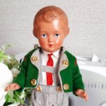 Ранняя, антикварная из целлулоида кукла- мальчик Schildkrot-Черепашка в ромбе. 50-е.Германия