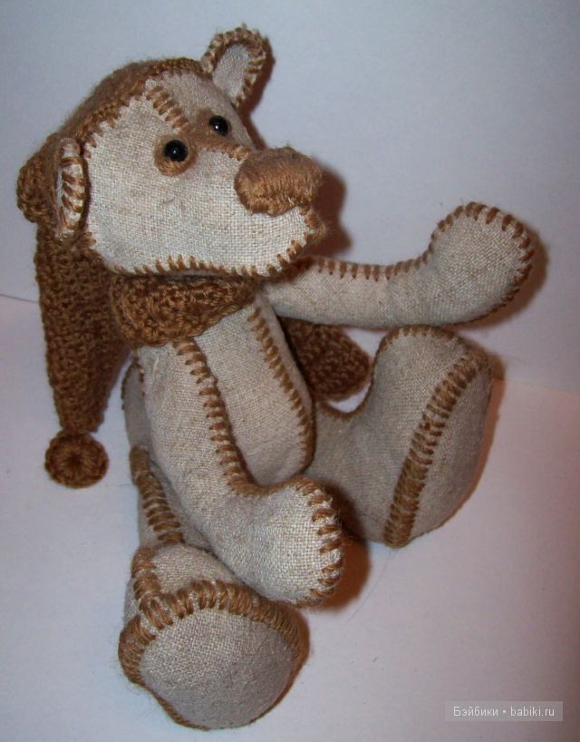мягкая игрушка, медведик, лен