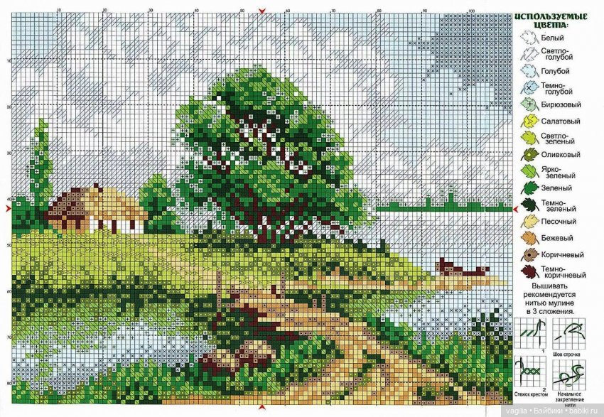 Пейзажи для вышивальщиц — Схемы вышивки крестом: фото узоров