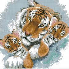 Год тигра подкрадывается на мягких лапах. Вышивка