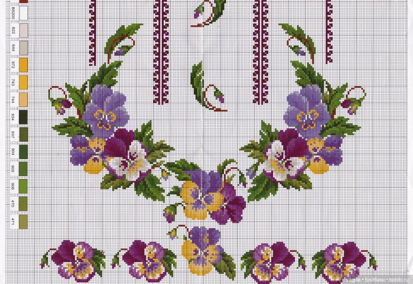 Вышиванки — Схемы вышивки крестом: фото узоров