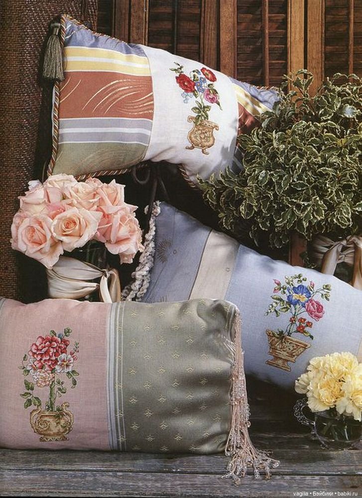 Вышивка для подушек — Схемы вышивки крестом: фото узоров