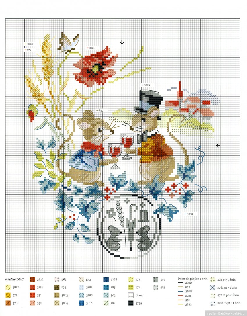 Французская вышивка — Схемы вышивки крестом: фото узоров