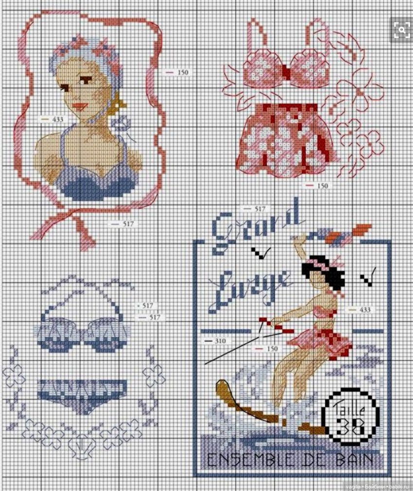 Французская вышивка 2 — Схемы вышивки крестом: фото узоров