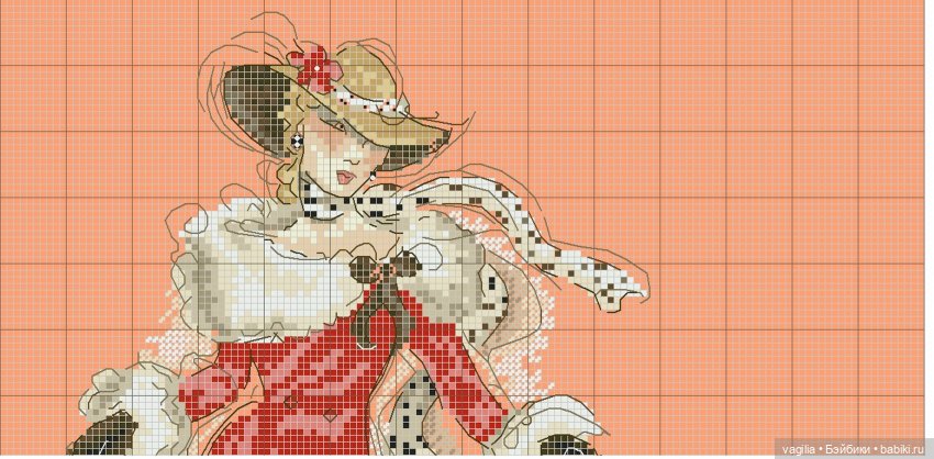 Дамы, девушки крестиком — Схемы вышивки крестом: фото узоров (фото 8)