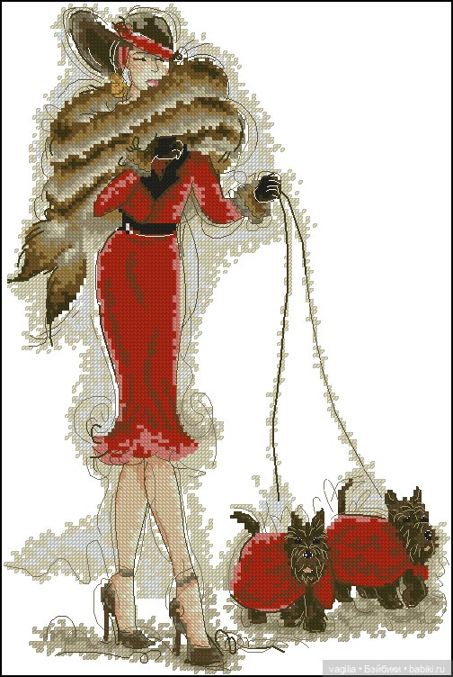 Дамы, девушки крестиком — Схемы вышивки крестом: фото узоров