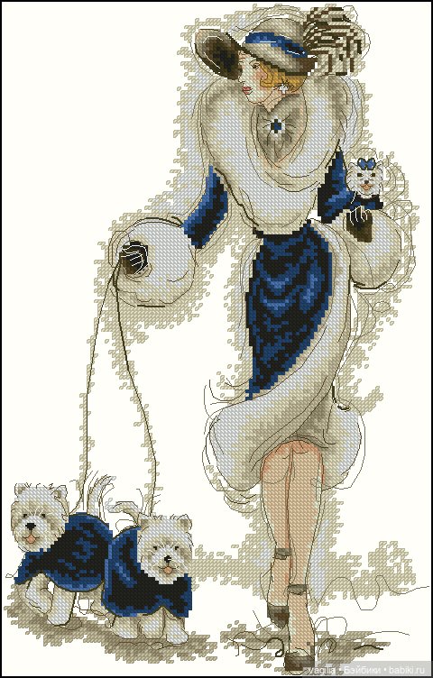 Дамы, девушки крестиком — Схемы вышивки крестом: фото узоров