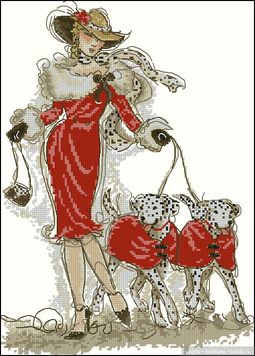 Дамы, девушки крестиком — Схемы вышивки крестом: фото узоров (фото 7)