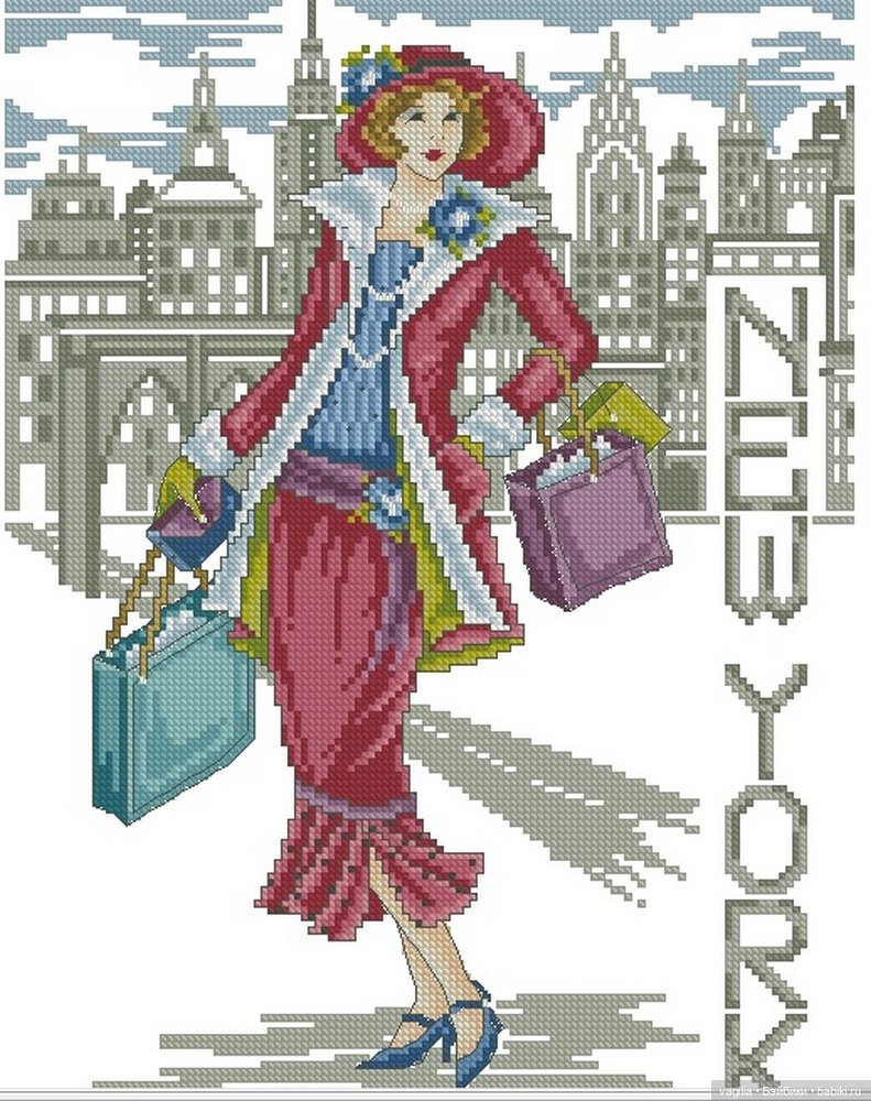 Дамы, девушки крестиком — Схемы вышивки крестом: фото узоров