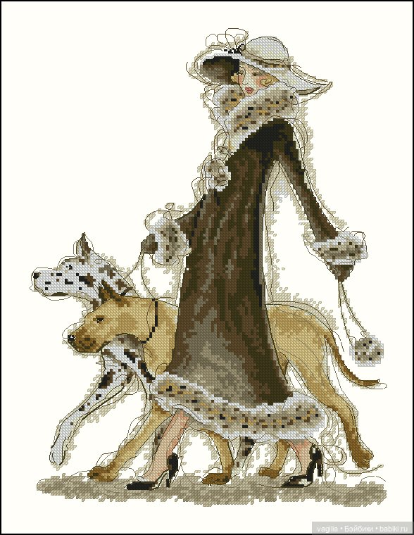 Дамы, девушки крестиком — Схемы вышивки крестом: фото узоров