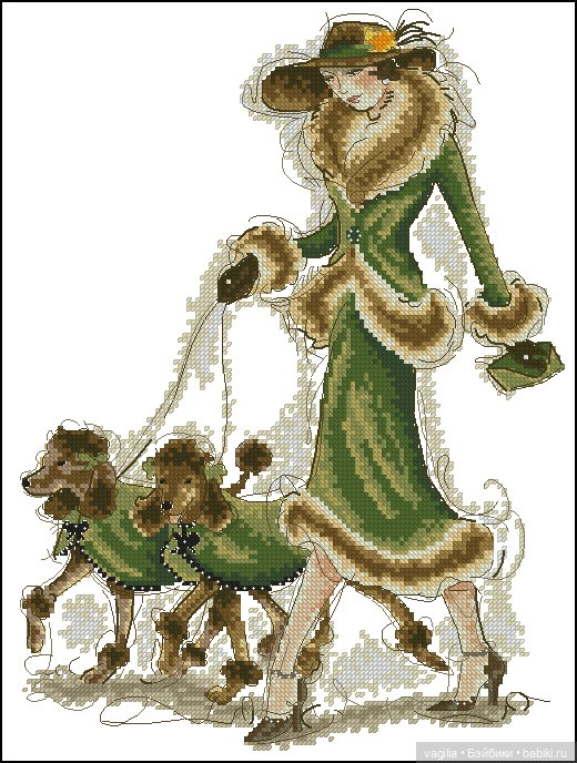 Дамы, девушки крестиком — Схемы вышивки крестом: фото узоров