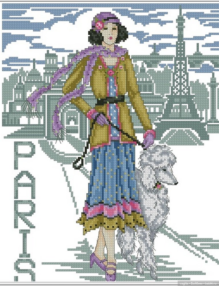 Дамы, девушки крестиком — Схемы вышивки крестом: фото узоров
