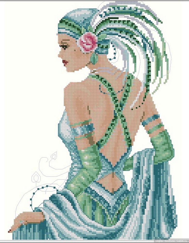И ещё девушки и дамы — Схемы вышивки крестом: фото узоров