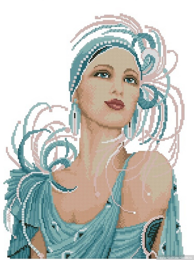 И ещё девушки и дамы — Схемы вышивки крестом: фото узоров