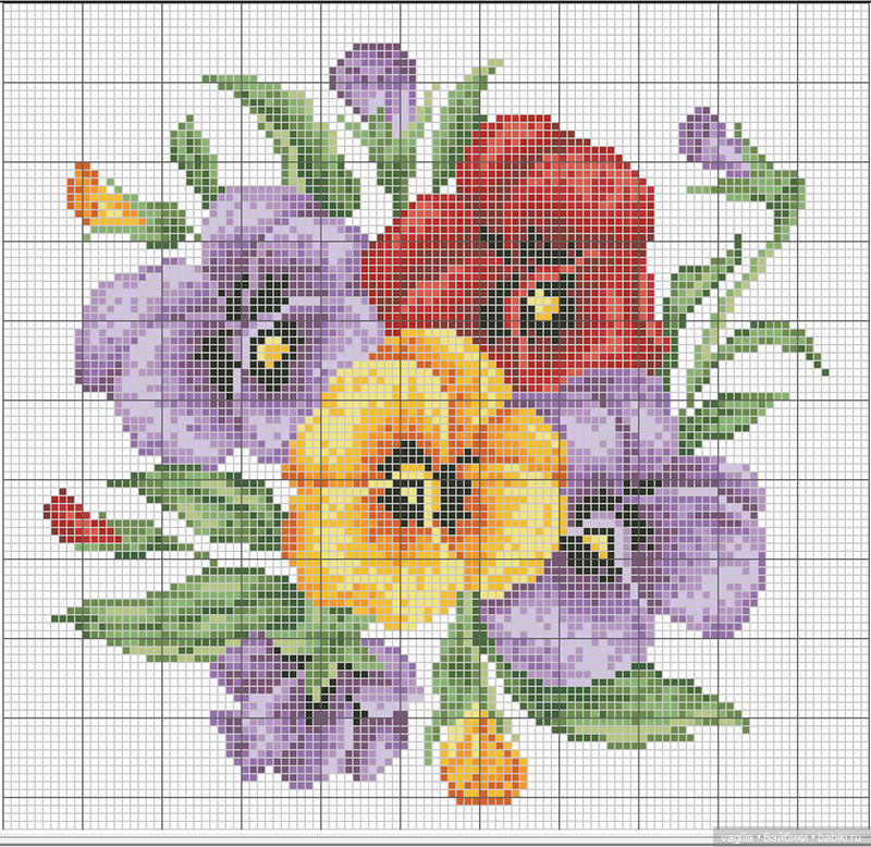 Цветы во всей красе — Схемы вышивки крестом: фото узоров