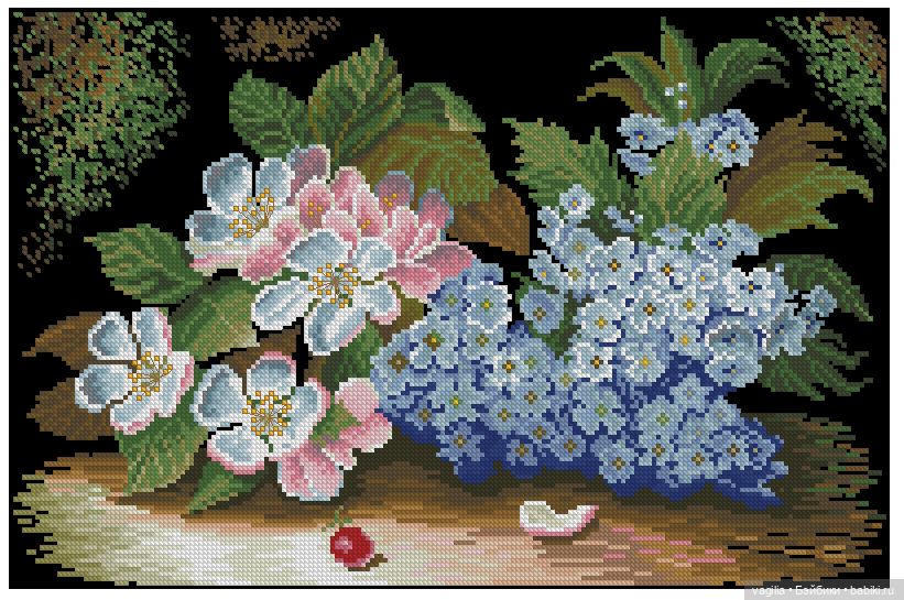 И снова цветы — Схемы вышивки крестом: фото узоров