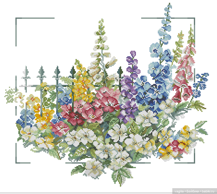 И снова цветы — Схемы вышивки крестом: фото узоров