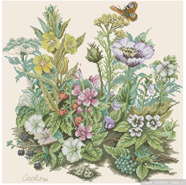 И снова цветы — Схемы вышивки крестом: фото узоров