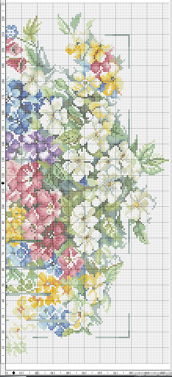 И снова цветы — Схемы вышивки крестом: фото узоров