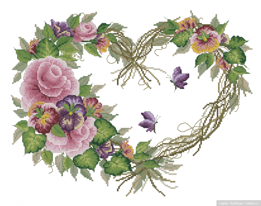 Сердечки — Схемы вышивки крестом: фото узоров