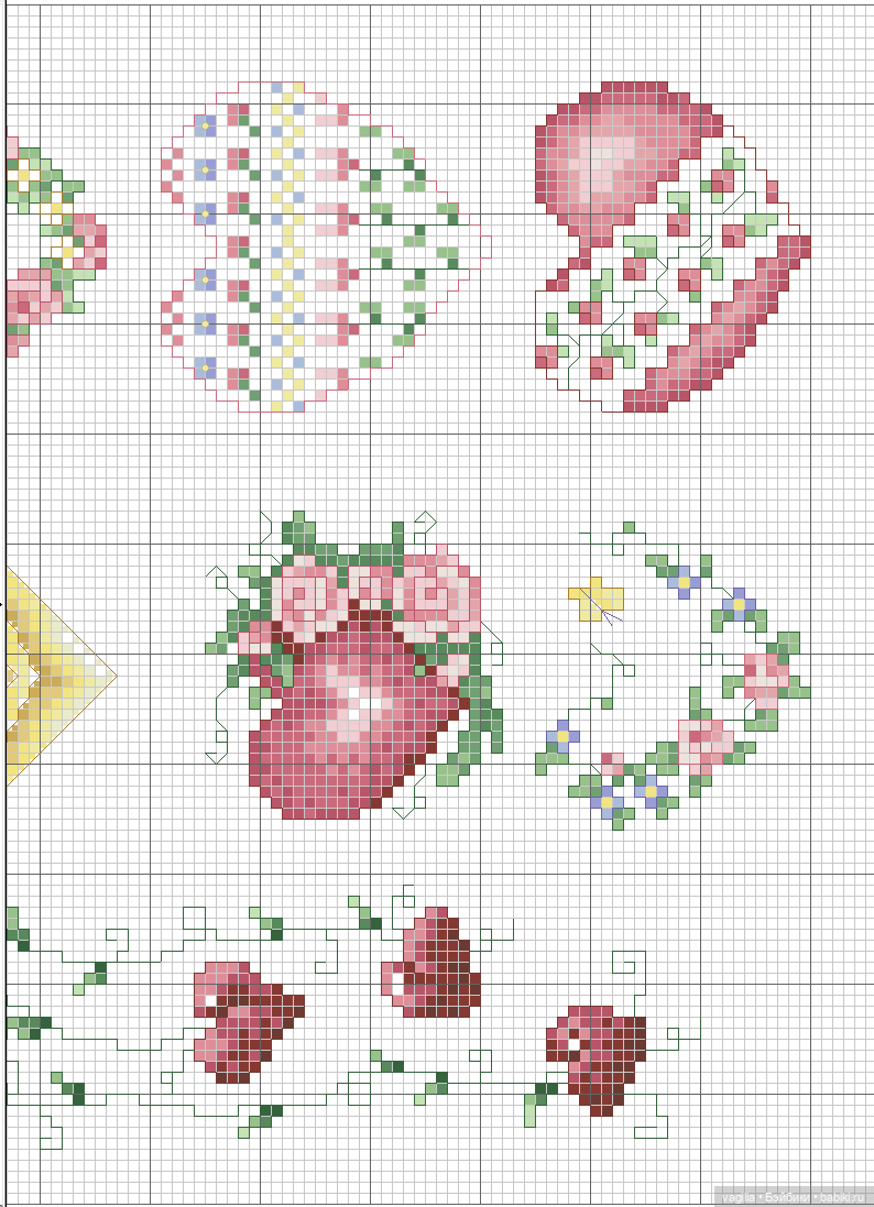 Сердечки — Схемы вышивки крестом: фото узоров