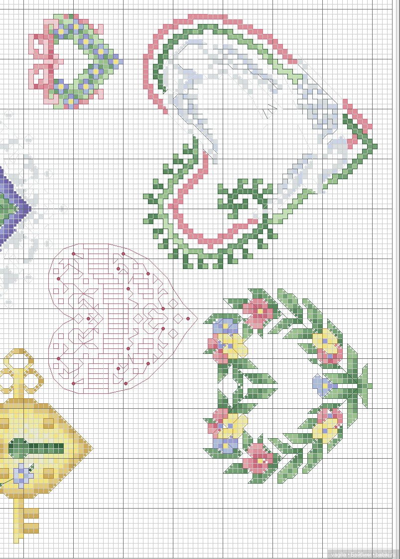 Сердечки — Схемы вышивки крестом: фото узоров