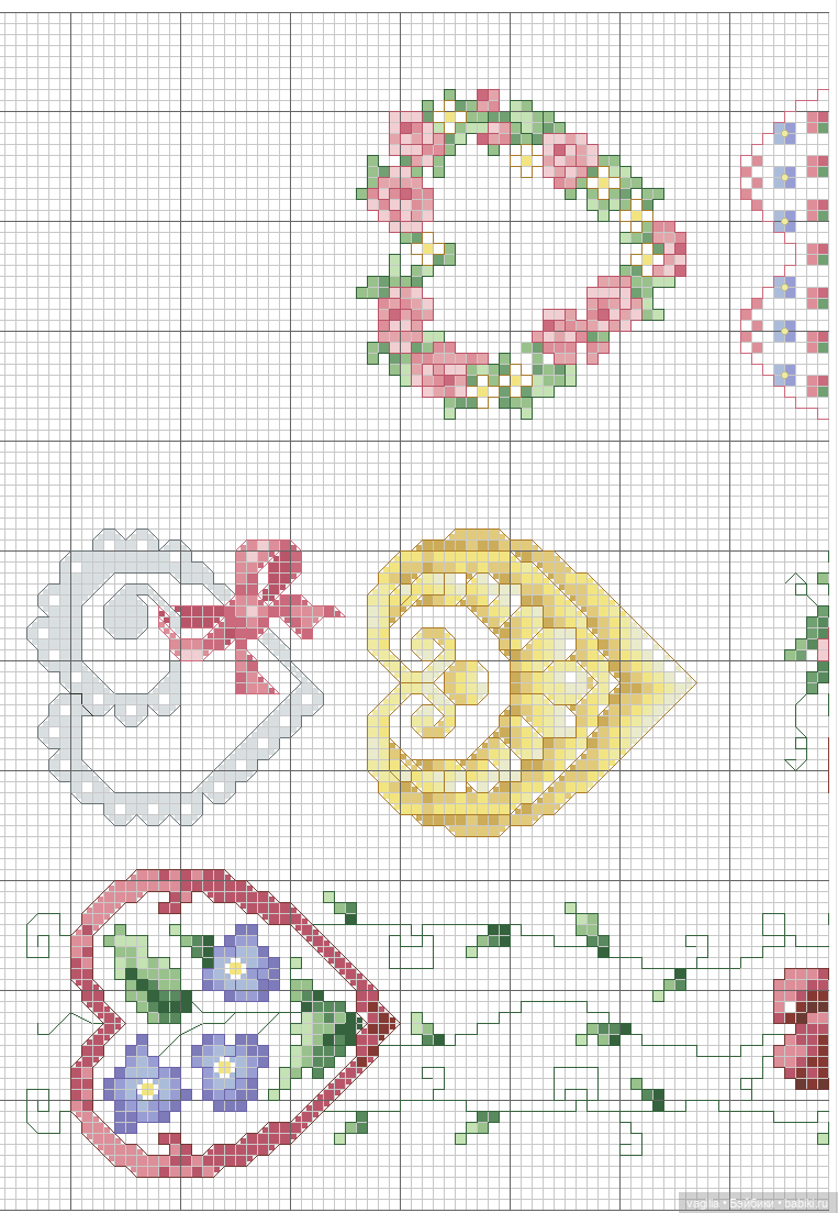 Сердечки — Схемы вышивки крестом: фото узоров