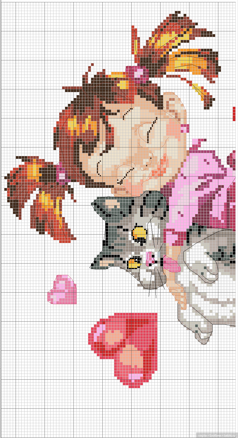 Дети и девушки — Схемы вышивки крестом: фото узоров