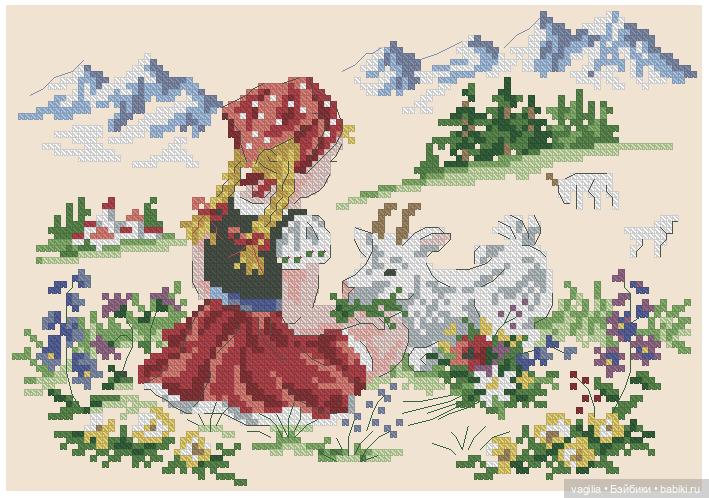 Дети и девушки — Схемы вышивки крестом: фото узоров (фото 7)